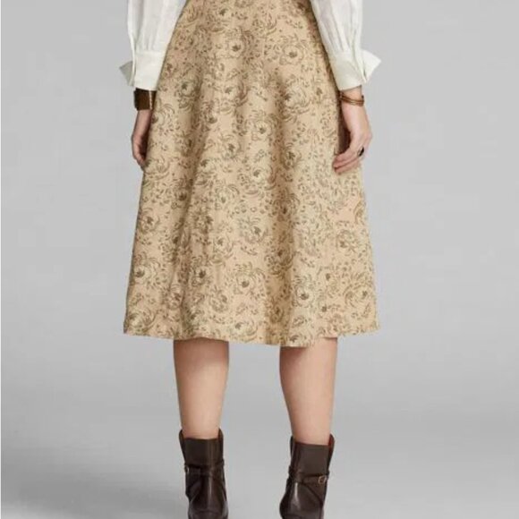 Double Ralph Lauren, Floral-Print Seeded Linen Skirt - Picture 4 of 9